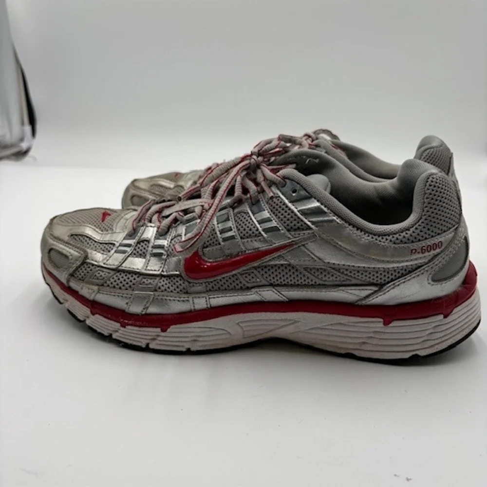 Nike P-6000 Bowerman Series Running Shoes Mens 9.5 Silver Red CD6404-024 Y2K